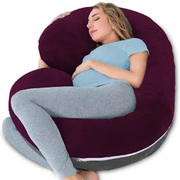 mom's moon Microfibre Pregnancy Pillow Pack of 1 Solid Luxurious Reversible Velvet-picture-27