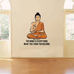 rawpockets 15 cm Peaceful Buddha and Quote on Mind Self Adhesive Sticker image 3