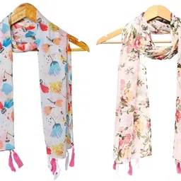 stolevilla Printed Chiffon Women Multicolor Scarf, Stole, Fancy Scarf image 1