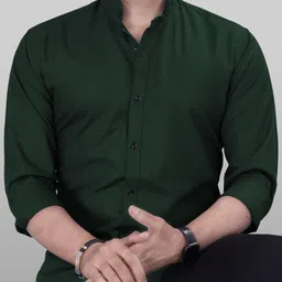 metronaut Men Regular Fit Solid Mandarin Collar Casual Shirt-picture-23