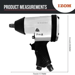 izom 250 ft-lbs Air Powered 340NM Torque 7000 RPM 90 PSI for Tire Changing & Workshop Pneumatic Impact Wrench image 3