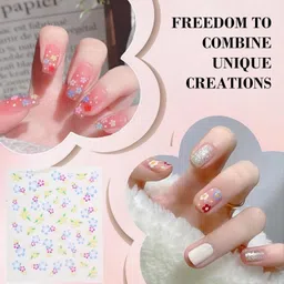 el syco Mini Flower Nail Art Stickers 15 Sheet (Multicolor) image 3