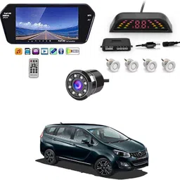 rkpsp 7 Inch 16:9 TFT LED Car Rearview Monitor Mirror with Touch Button With White Parking Sensor & Camera For Marazzo Universal For All Models Car Stereo image 1