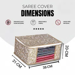 etofli Nylon Saree Covers Non-Woven Cloth Storage Bags with Zipper & Transparent Window Storage Basket image 3