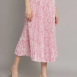 otabu Women Self Design Pleated Pink Skirt-picture-11