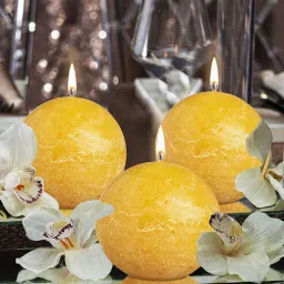 aromatic fables Pinapple Set Of 3 Yellow Wax Decorative Candles-picture-25