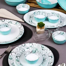 servewell Pack of 31 Melamin Dinner Set Twin Urmi - Meeba P Teal Dinner Set-picture-15