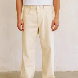 m q denim Men Loose Fit Mid Rise Beige Jeans-picture-14