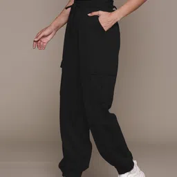 roadster Women Regular Fit Black Polyester Trousers-picture-14