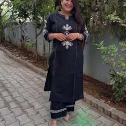 elepants Women Khadi Cotton Kurti Palazzo Set-picture-19