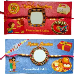 printsalive Pack of 2 personalized Photo Rakhi Gold Finish Rakhi Set-picture-21
