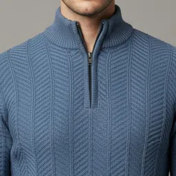 Men Self Design Mandarin Neck Grey Sweater-image-70