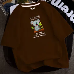 infirax Women Printed Round Neck Cotton Blend Brown T-Shirt-picture-11