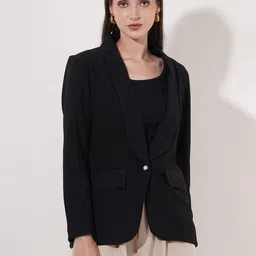 Women Solid Single Breasted Casual Blazer-image-72