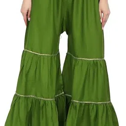 kanna fabric Women Regular Fit Light Green Cotton Blend Trousers-picture-27
