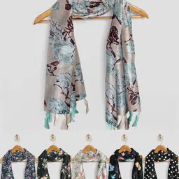 poshampaa Printed Chiffon Women Multicolor Scarf, Stole, Fancy Scarf-picture-12