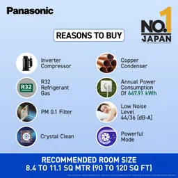 panasonic 2025 Model 1 Ton 3 Star Split Inverter AC- White image 2