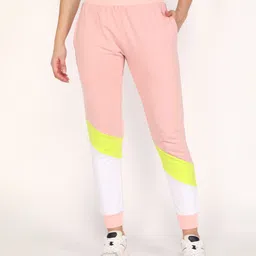 Women Colorblock Pink Track Pants-image-91