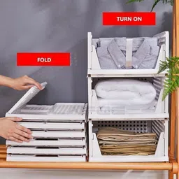 packpro 4 Pieces Clothes Organizer For Wardrobe, Cupboard | Stackable Closet, PP Collapsible Wardrobe image 2