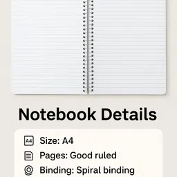 mahavira traders Cheapest pack of 4 Spiral Notebook(500pages) A4 Notebook Rulled 500 Pages image 3