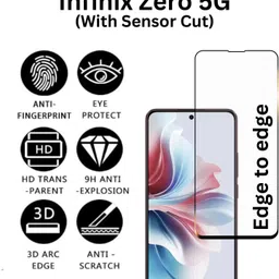 iWishKart Tempered Glass Guard for Infinix Zero 2023 Turbo, Infinix Zero 2023 Turbo 5G, Infinix Zero 5G, Military grade Edge to Edge gorilla glass, Infinics Zero 5G, Premium Military grade Edge to Edge Premium gorilla temper / tg black glass screenguard with Self Installation Guide - Wet & Dry wipes, Dust Absorber [With Warranty] mobile ka gilas cover image 2