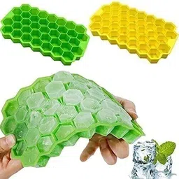 dealbooth 37 Grid Hexagon Shape Flexible Honeycomb Ice Tray/Dish for Freezer Multicolor Silicone Ice Cube Tray-picture-21