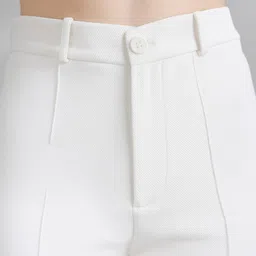 belshy Women Regular Fit White Cotton Blend Trousers image 5