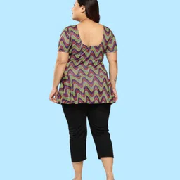 Aarika Womens Green-Black Colour Abstract Print Nylon Plus Size Swim Suit Self Design Women Green Swimsuit image 4