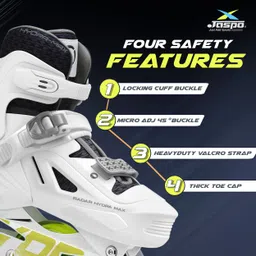 jaspo Radar Edge 100mm Adjustable Inline Skates, Aluminium Frame, ABEC-7 Bearing In-line Skates - Size UK 6-8 UK image 3