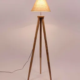 new era Classic Wooden Floor Lamp with Jute Shade (Natural & Beige) image 4