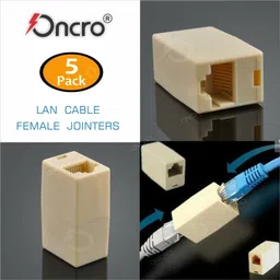 ONCRO Pack of 5 ethernet connectors, rj 45 jointer, rj45 connector female to female, rj45 adapter, lan cable jointer, RJ45 Coupler Plug Network Ethernet LAN 8p8c Cat7 Cat6 Cat5e Cable Joiner Lan Adapter image 4