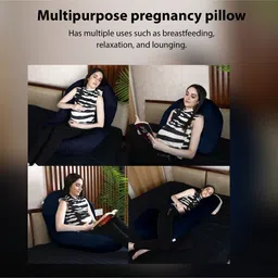 dormyo Cozy C-Shape Velvet Mircrofibre Pregnancy Pillow With Detachable Zipper Pillow In Black Colour image 4