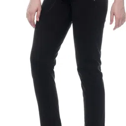 colortrait Women Self Design Black Track Pants-picture-10