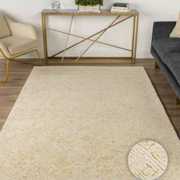 Mustard & off White Abstract Wool 5 x 7 Feet Hand Tufted Carpet by Kaleen India image 1
