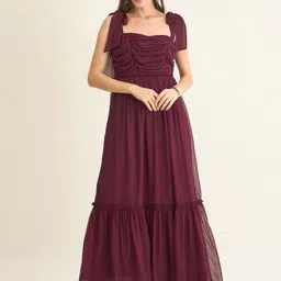 aayu Women Layered Purple Maxi/Full Length Dress image 1