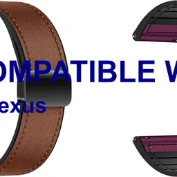 ACM WSM28P22BRPU3554 Pack of 2 Watch Strap Leather Magnetic Silicone 22mm for Beatxp Nexus Smartwatch (Brown/Purple) Smart Watch Strap-picture-34