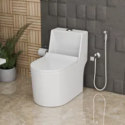 nerobi Rimless Syphonic 5D Western Floor Mounted Commode Lino(S-Trap Outlet Is From Floor) 9 inch Western Commode image 3