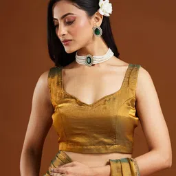 qvidya Self Design, Embellished Bollywood Tussar Silk Saree image 5