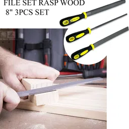 malfah enterprises Mpwrf-200 Multipurpose Assorted 8" 3pcs Set Rasp File Set With Handle Knife Sharpening Steel image 2