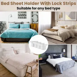 shoponil 4Pcs Bed Sheet Holder Fitted Sheet Straps/Holders Keep Sheets Firm & Tight Rack Plastic Cloth Clips image 5