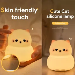 unzag Cute Cat-Night Light Portable Silicone Lamp with 3 Brightness Levels for Kids Night Lamp image 2
