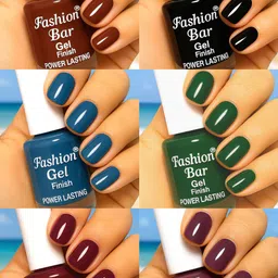 fashion bar Quick Dry Power Lasting six nail polish shades collection Set No.DF92 Multicolor-picture-22