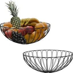 2 Pcs Metal Fruits & Vegetables Basket Bowl | Sunflower - Black Iron Fruit & Vegetable Basket-image-5