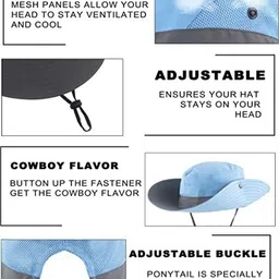 AlexVyan Ponytail Wide Brim Round Mesh Hat Sun Visor Cap UV Protection Summer Breathable image 2