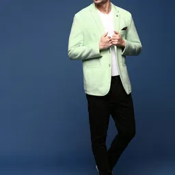 showoffff Men Solid Single Breasted Casual Blazer image 5