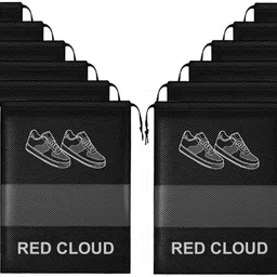 Shooes Cover/String Bag Organizer|Shoe Print Polyester, Plastic BLACK Boots Shoe Cover, Flat Shoe Cover, High Ankle Shoe Cover, Toes Shoe Cover-image-80