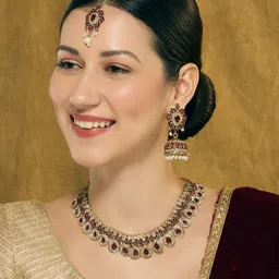 vatsalya creation Alloy Silver Maroon Jewel Set-picture-12