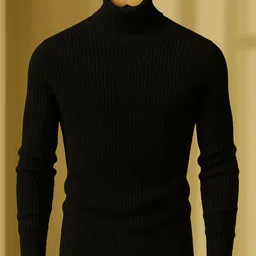 madilyn Men Solid Turtle Neck Black Sweater image 1