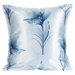Aqua Floral Polyester Blend 16 x 16 Inches Cushion Covers (Set of 5) by The Conversion image 4