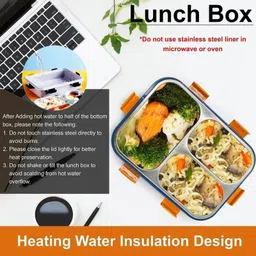 evara international Lunch Box for Kids Compartment Insulated Stainless Steel Tiffin Box for KID_A99 3 Containers Lunch Box image 4